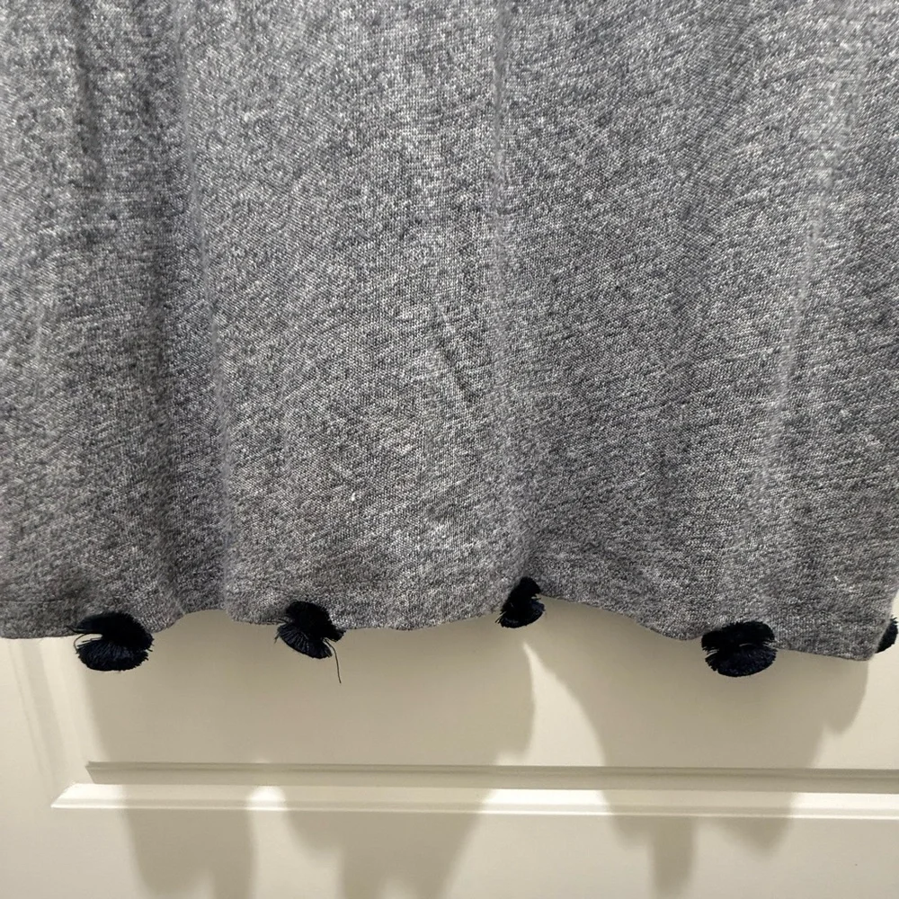 J. Crew Linen Pom-Pom Tank Top. Heather Gray Medium. Size Medium